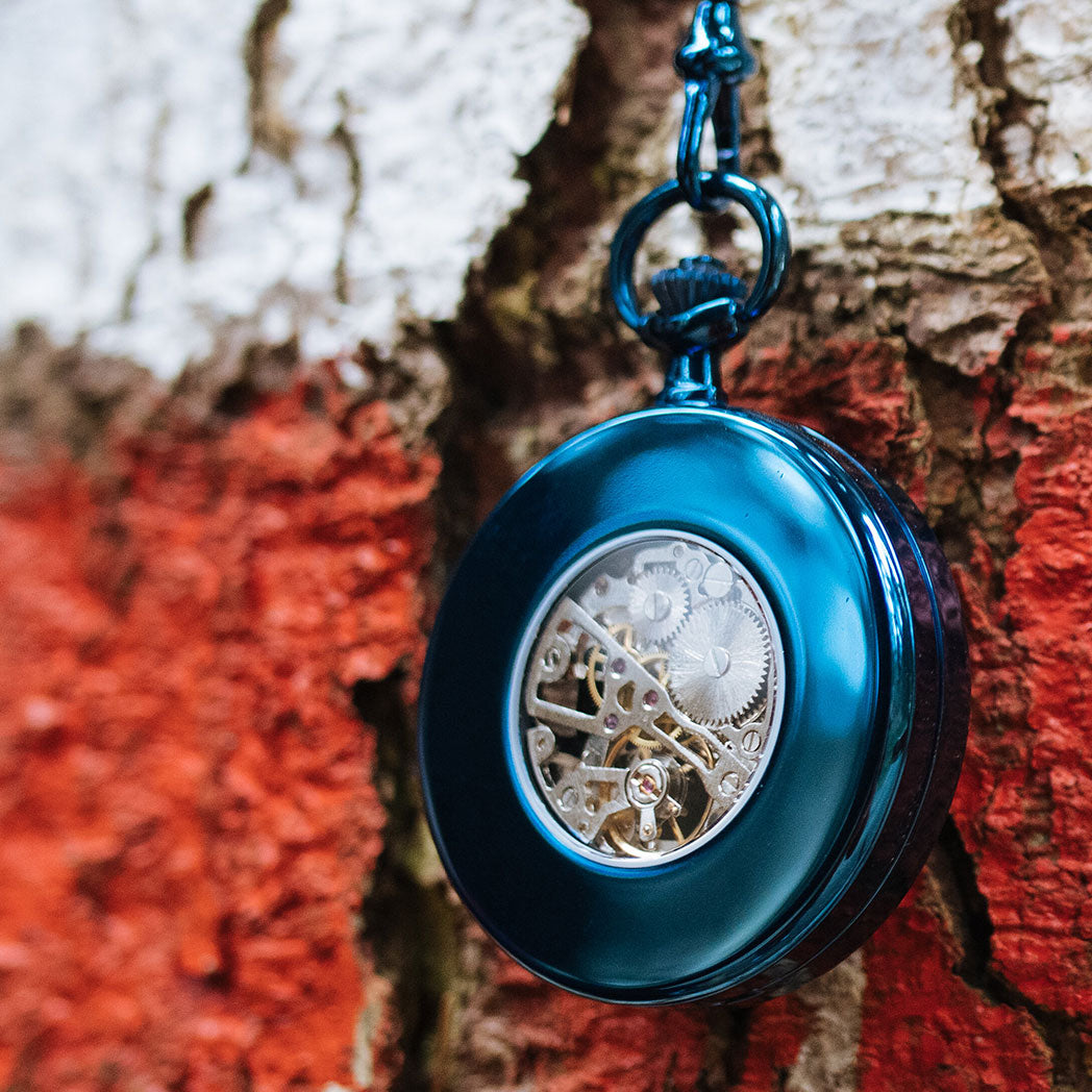 Franz Ferdinand Skeleton pocket watch blue