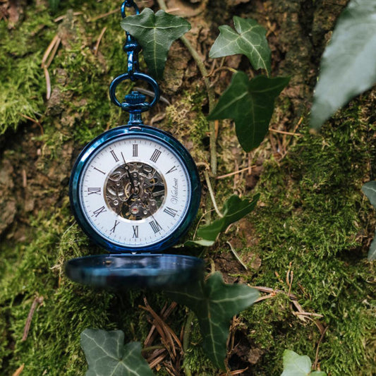 Franz Ferdinand Skeleton pocket watch blue